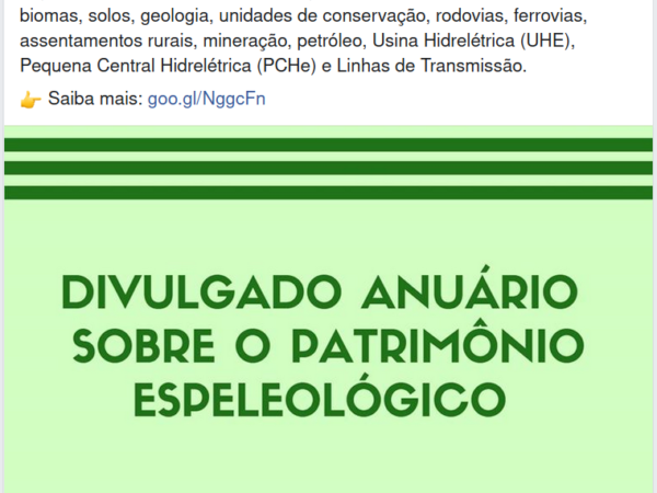 Divulgado anuário sobre o patromônio espeleológico